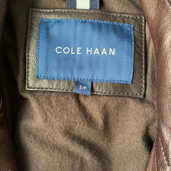 Brown Men’s Cole Haan Leather Jacket Size Small - Picture 3 of 4